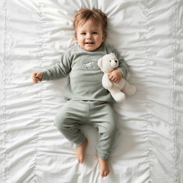 Kids Velour Pajamas – Mint for wholesale by PUFFI