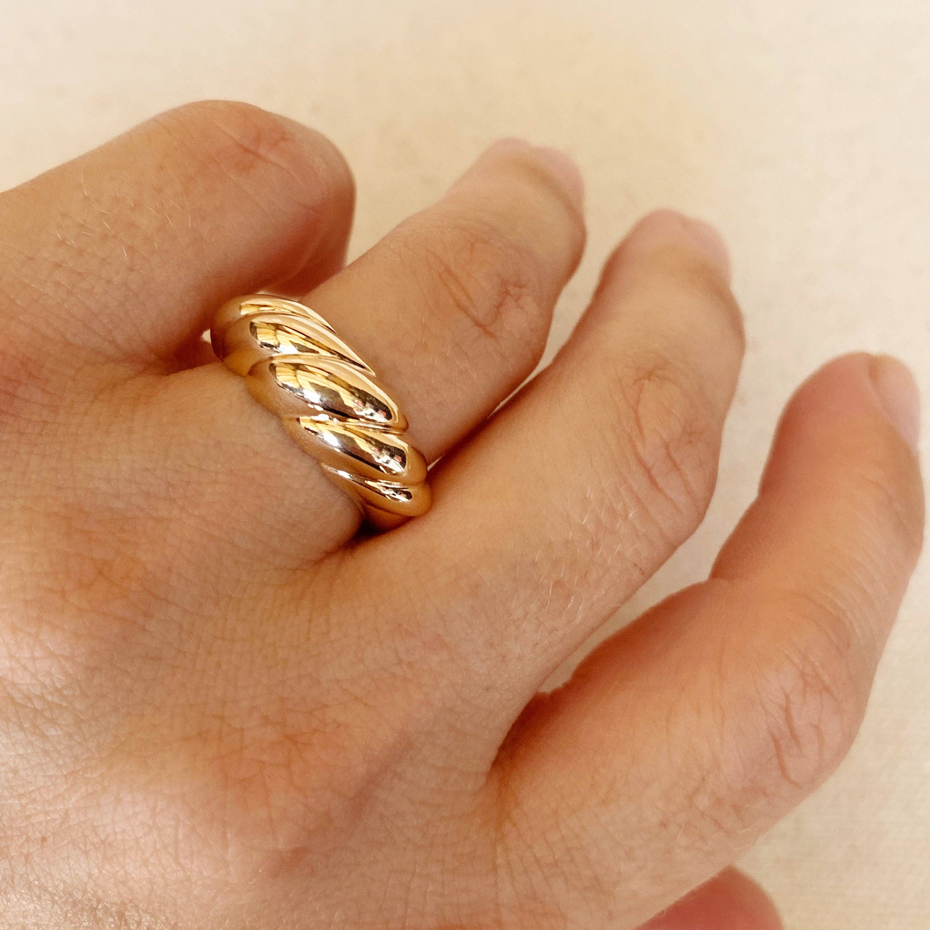 GoldFi – wholesale Band/stacked ring – 18k Gold Filled Dome Croissant Ring1