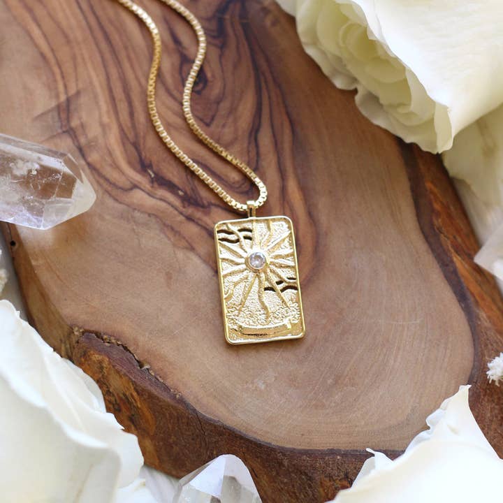 Malabella Jewels - Wholesale Pendant/Charm Necklace - Sun Tarot Card Gold Necklace2