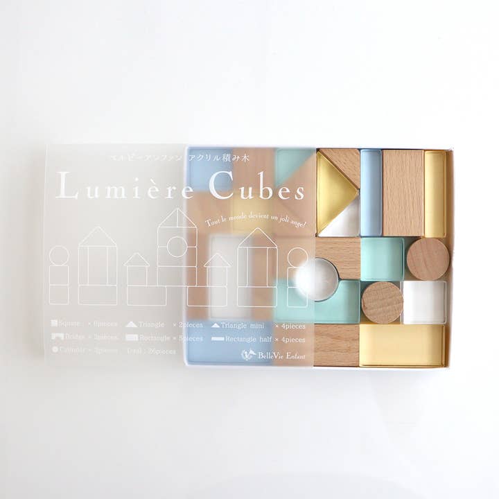 Belle Vie - Wholesale Building Set - Kids - Lumiere Cubes Noah Acrylic & Wooden Building Blocks 26pcs2
