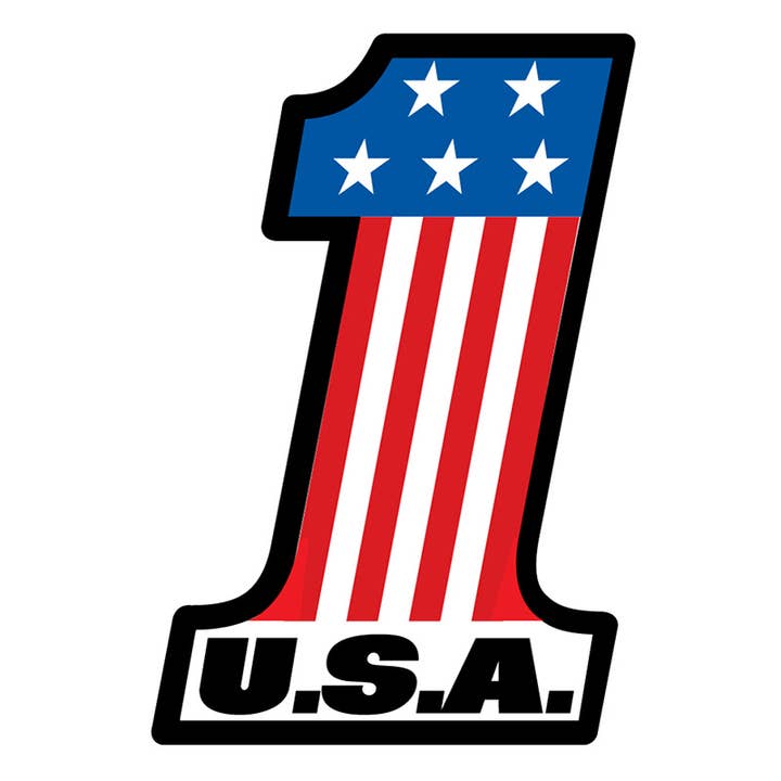 Made in the USA - #1 with American Flag Die-cut Sticker for wholesale by Western Express