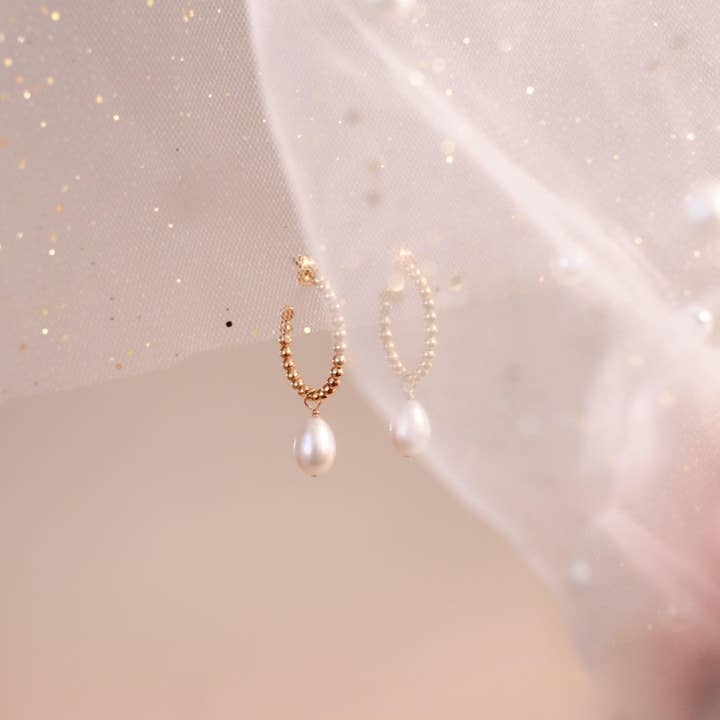 NOLIA Jewelry - Wholesale Hoop Earrings - Avila Pearl Hoop Earrings3