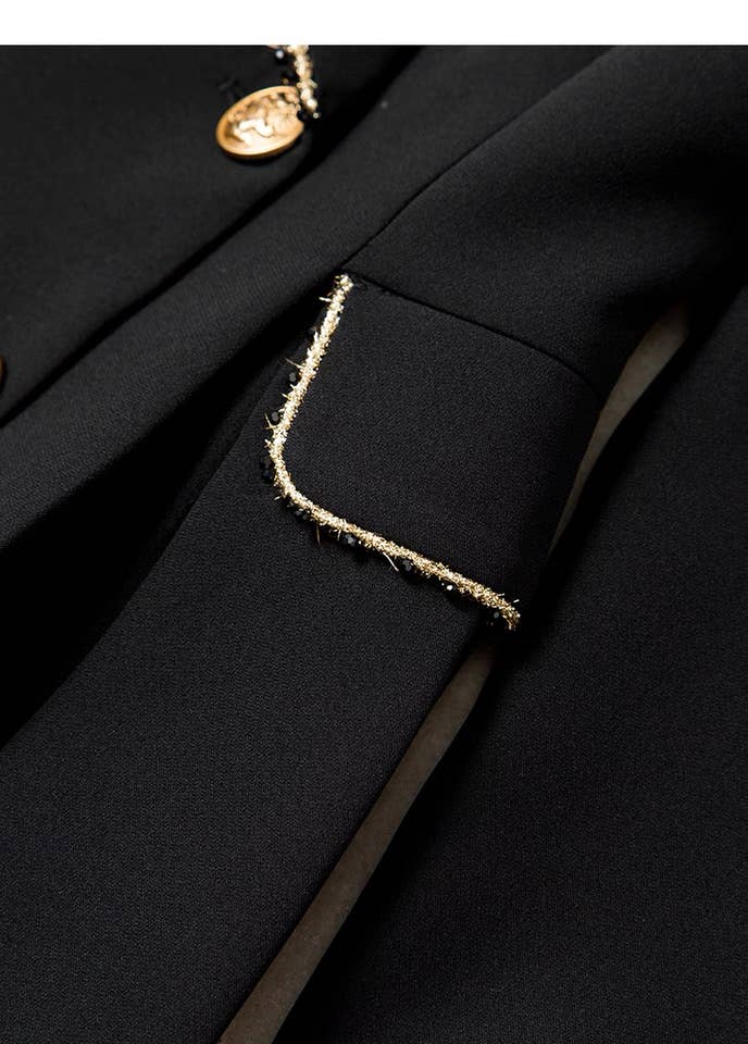 Black DR879YWomen’s Double-Breasted Blazer Dress with Lapel Collar for wholesale on Faire3