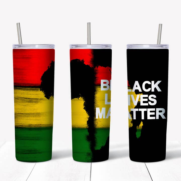 Africa Brush Strokes BLM 20oz Straight Tumbler Transfer for wholesale by Rustic Pineapple