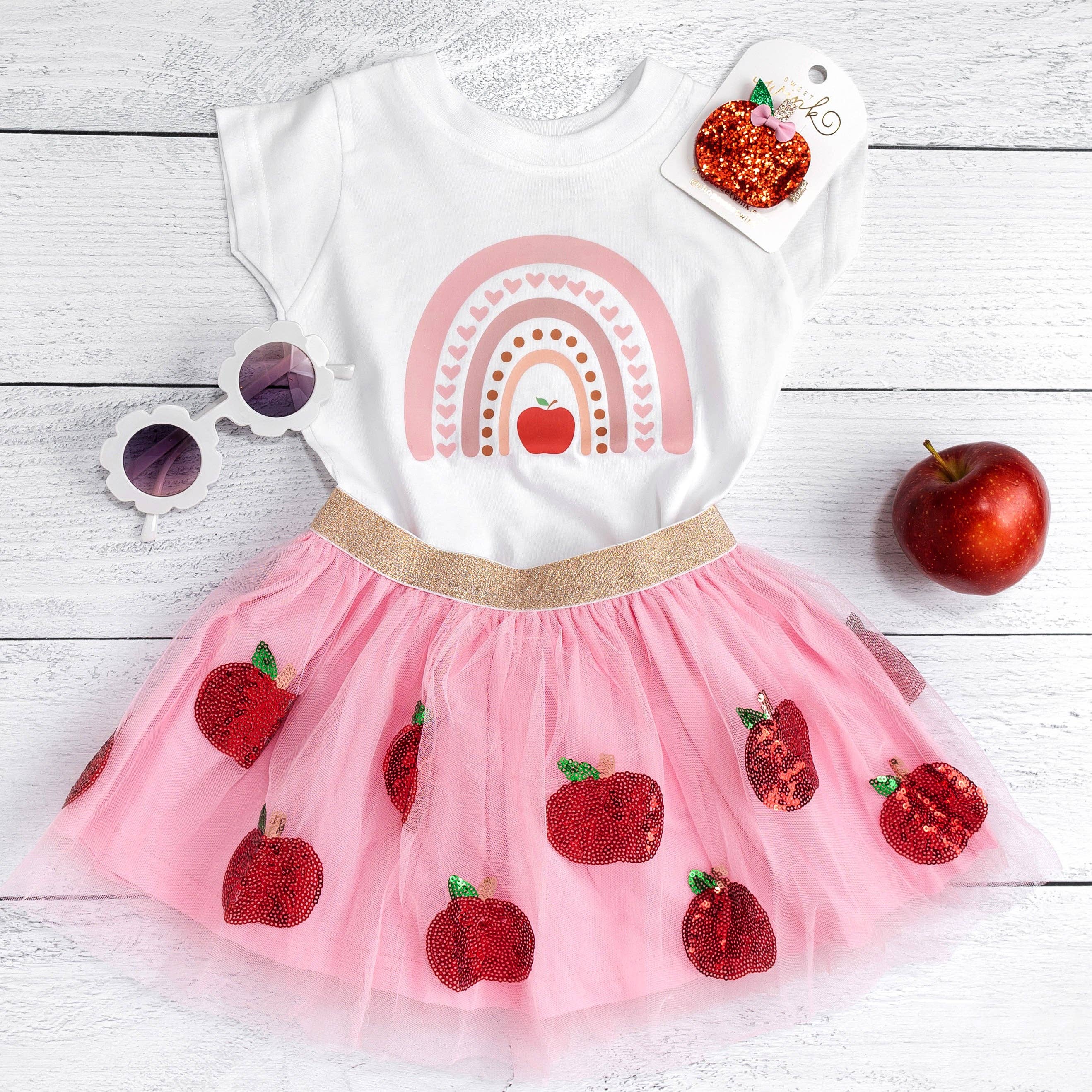 Sweet Wink - Wholesale Screen Printed T-Shirt - Kids - Apple Rainbow Short Sleeve T-Shirt - Girls Clothes4