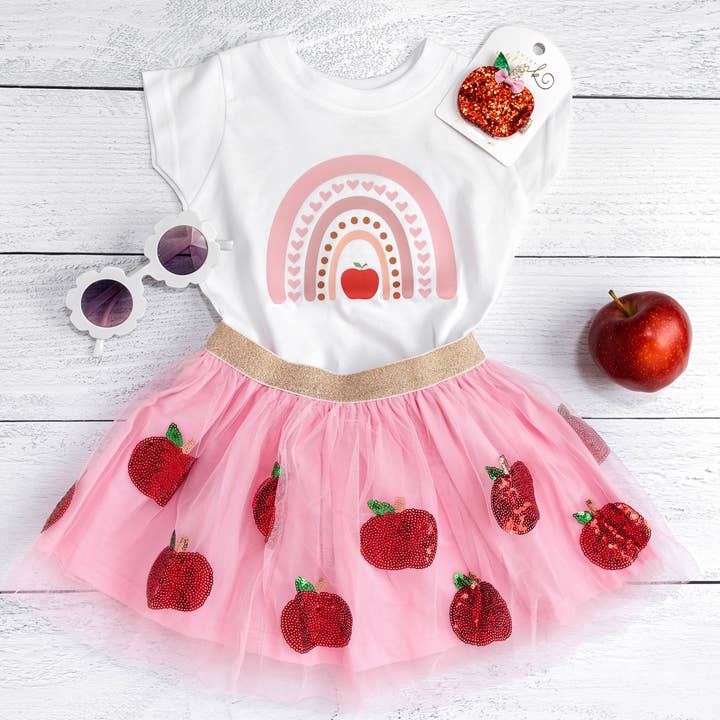 Sweet Wink - Wholesale Screen Printed T-Shirt - Kids - Apple Rainbow Short Sleeve T-Shirt - Girls Clothes4
