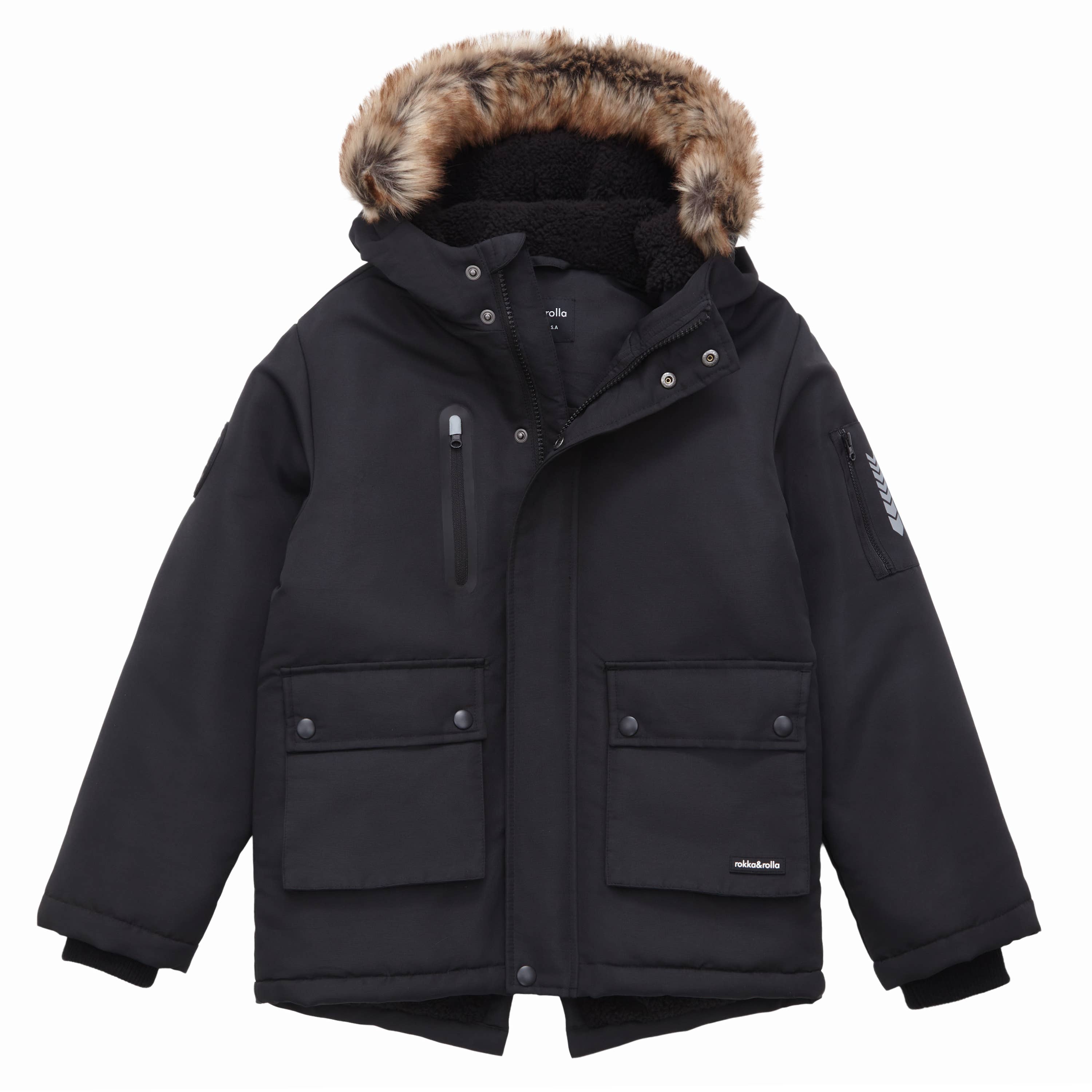 Rokka & Rolla - Wholesale Parka - Kids - Boys' Winter Coat with Faux Fur Hood Parka Jacket30