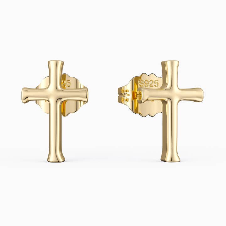 Crown of Thorns Cross Stud Earrings for wholesale by Vanimy Jewelry