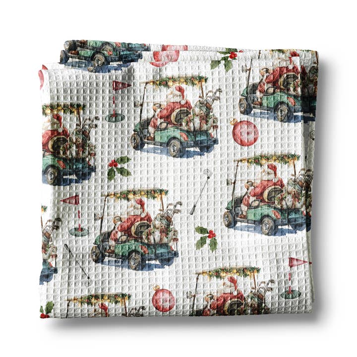 Golf Santa Christmas Golfing Preppy Kitchen Towel Waffle for wholesale by Canary Road