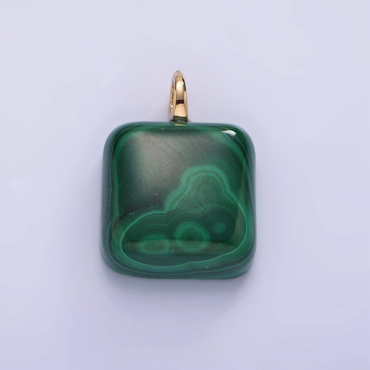 Aim Eternal - Wholesale Individual Charm/Pendant - 14K Gold Filled 20mm Malachite Gemstone Square Drop Charm | AG6820