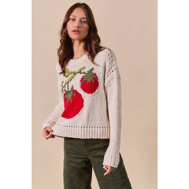 IVE - Wholesale Knit Sweater - Women's - Vegetable Round Neck Long Sleeve Sweater Top4