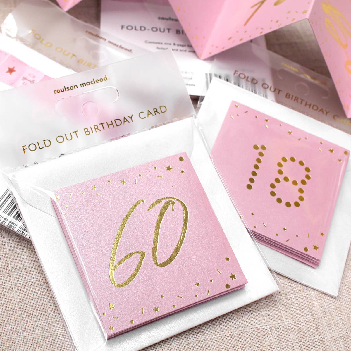 Coulson Macleod (U.S. Duties Paid) – wholesale Birthday card – Mini Pink and Gold Milestone Age Cards - CLEARANCE0