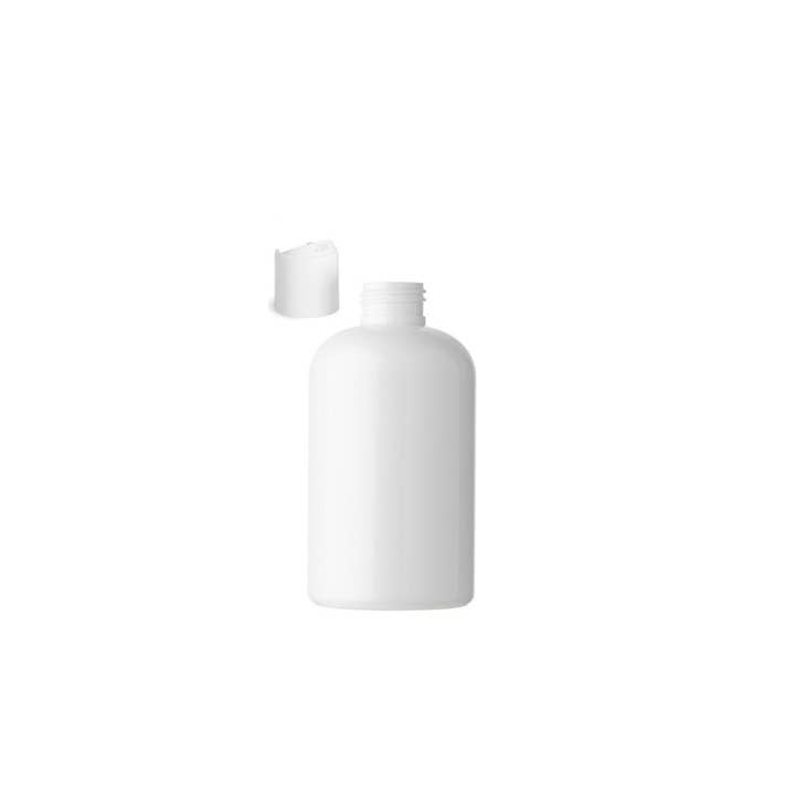 Premium Essential Oil - Wholesale Travel Container - 4 oz White PET Boston Round Bottles, White Disc Cap