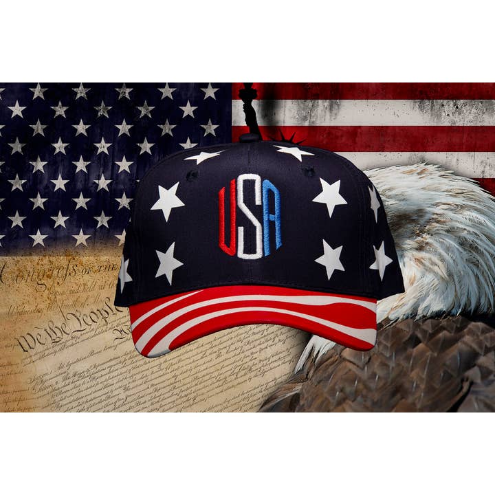 Sombrero con cierre a presión en rojo, blanco y azul de EE. UU. para venta al por mayor de Second Amendment Printing