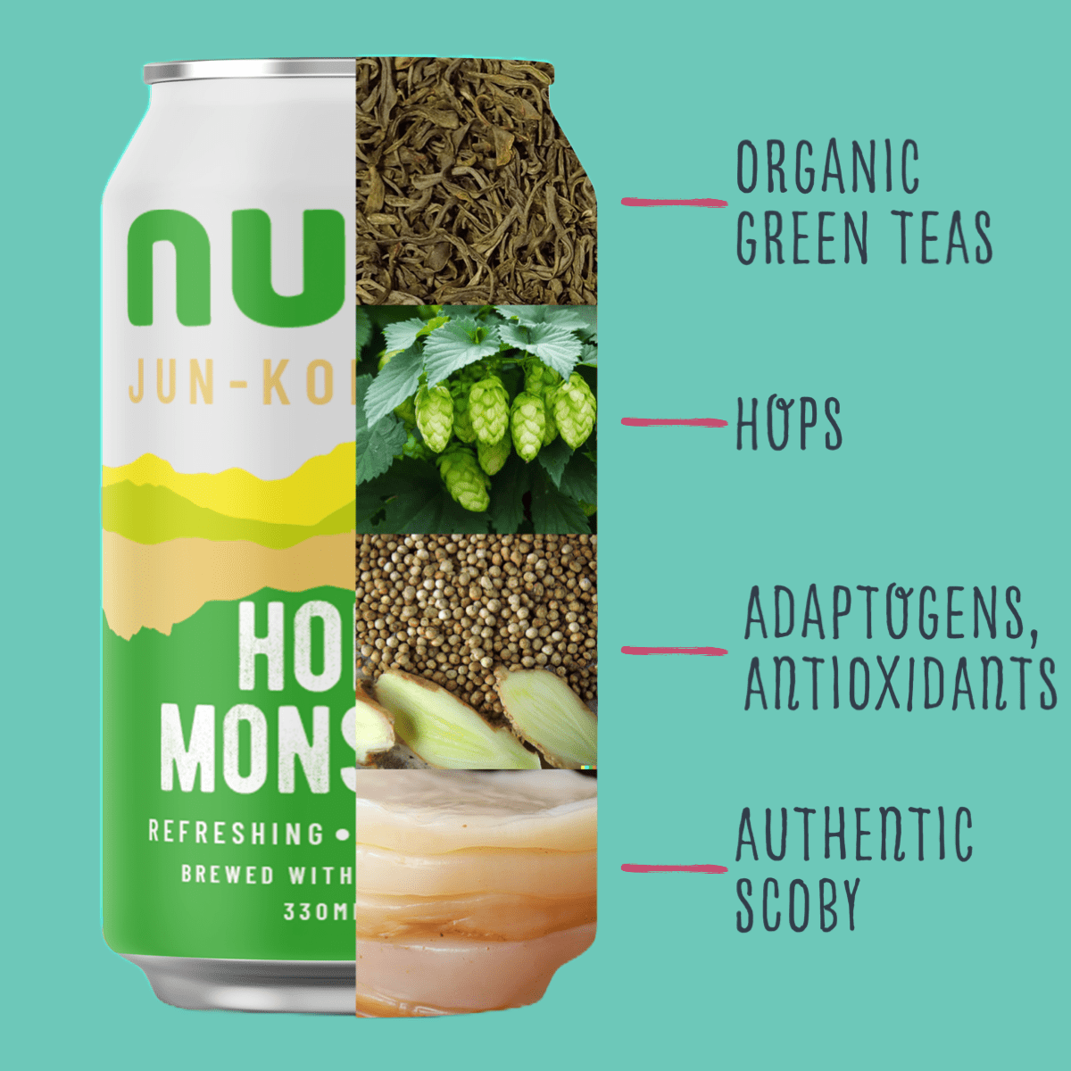 Nunc Kombucha – wholesale Non-alcoholic beer – Hops Monster: Hops, Coriander & Orange peel | Non-Alcoholic2