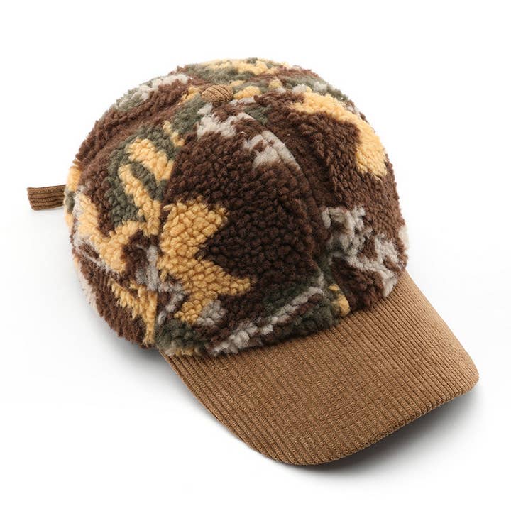 ACCITY - Wholesale Baseball Cap - Unisex - Winter Colorblock Fleece Camo Baseball Cap_CWAH21716