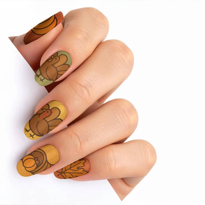 Höstchic skörd beige solbränna tryck-på-naglar för wholesale av FYNE BODY