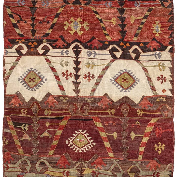 (97 cm x 142 cm) Orientalsk håndlavet tyrkisk lille kelimtæppe for engroshandel hos Rugtolia