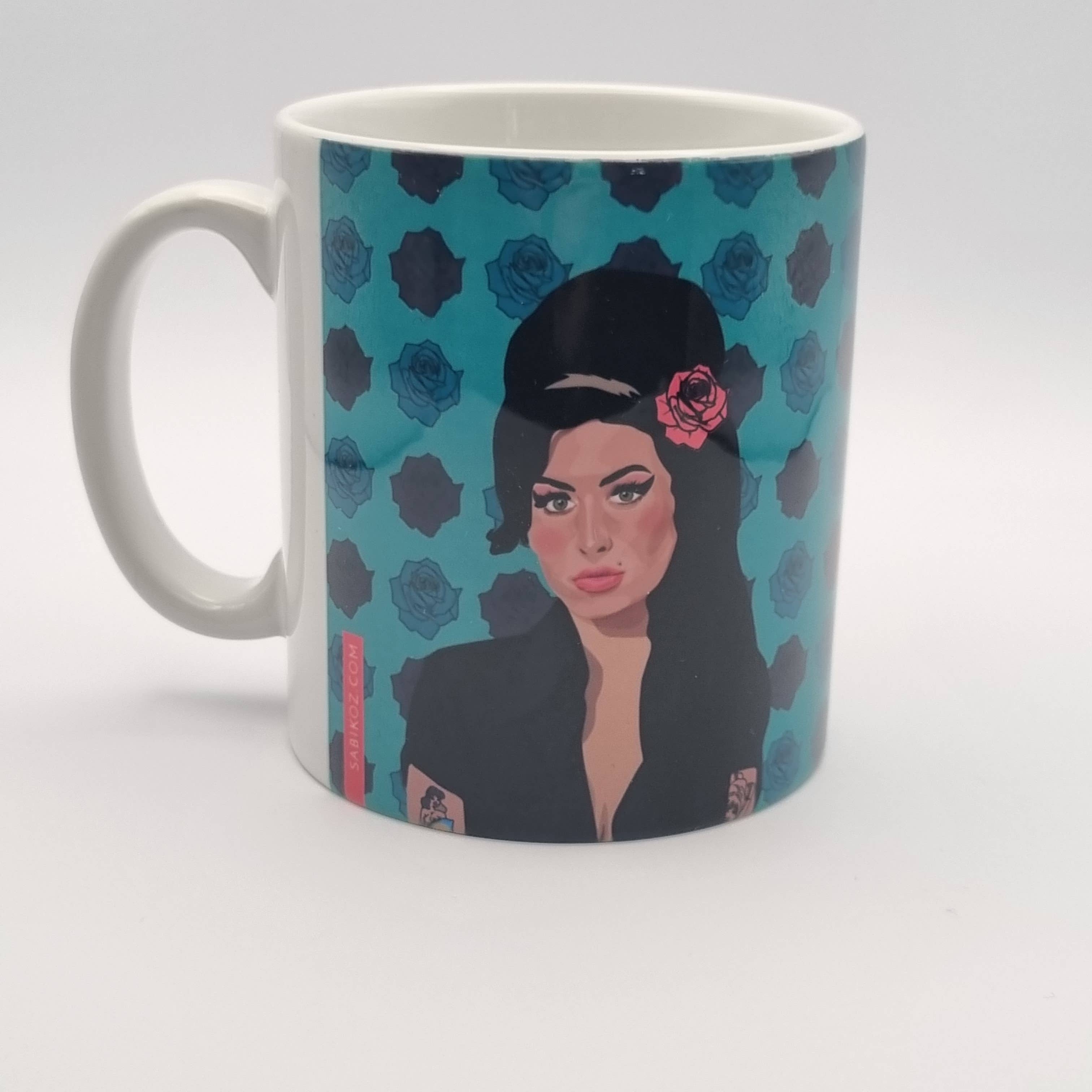 Sabi Koz - Wholesale Coffee Mug - Amy Winehouse Mug - Blue Roses2
