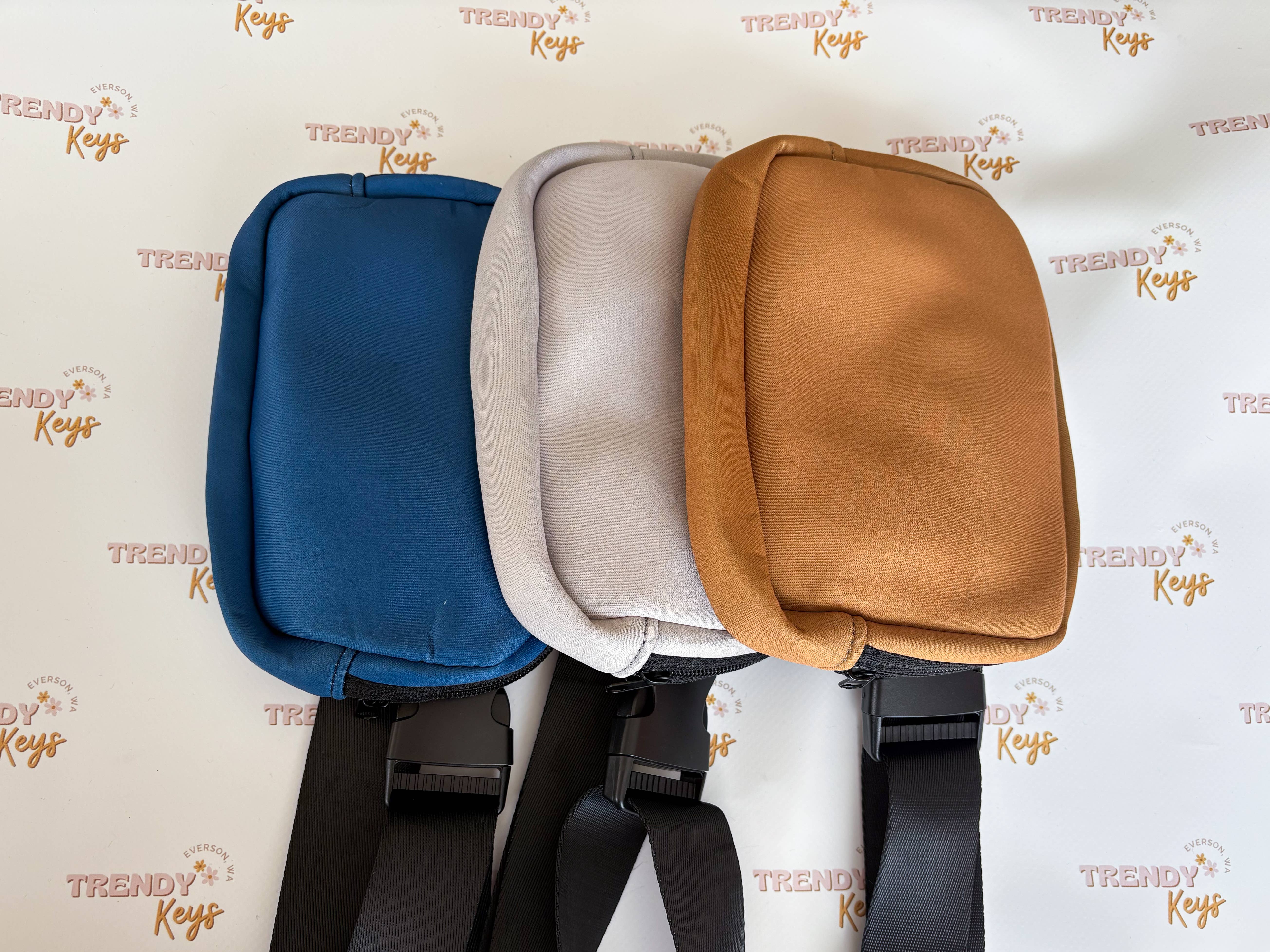 TrendyKeys - Wholesale Belt Bag - Women's - Neoprene Sling/Belt Bags, Patchable, Multiple Pockets6