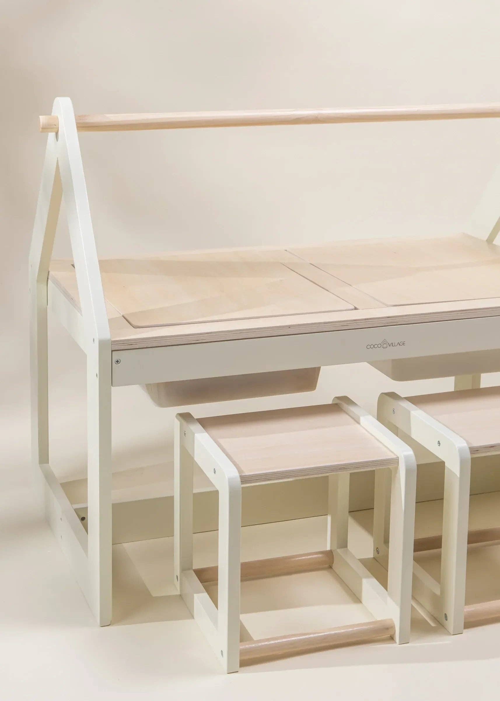 Coco Village - Wholesale Wood Toy - Kids - Multifunction Wooden Art & Sensory Table W/ Stools10