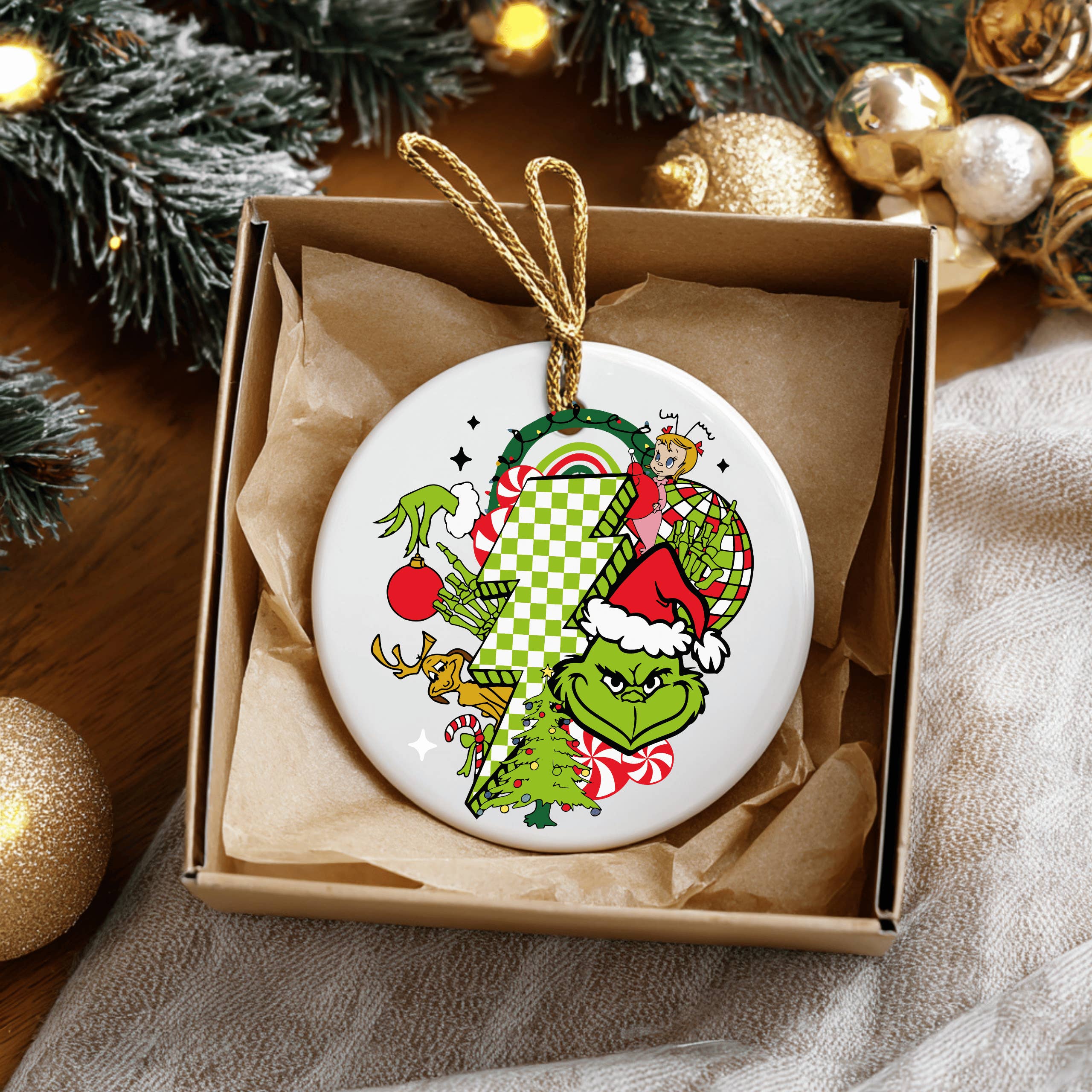 JAC Wholesale - Wholesale Ornament - Retro Fun Grinch Theme Grinch Ceramic Ornament