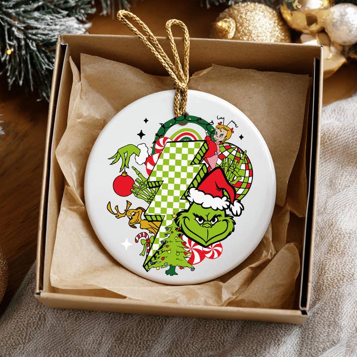 JAC Wholesale - Wholesale Ornament - Retro Fun Grinch Theme Grinch Ceramic Ornament0