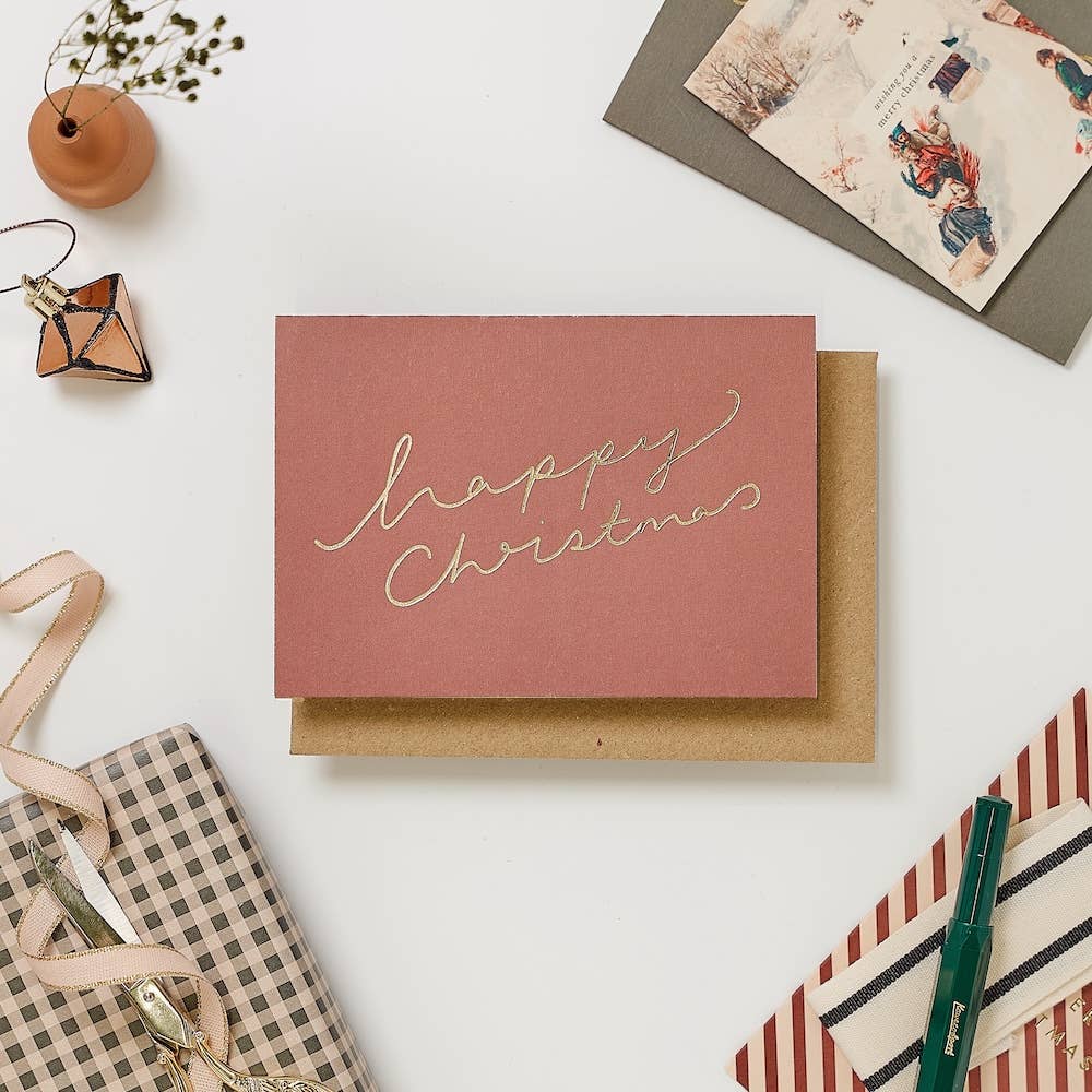 Katie Leamon - Vente Cartes de Noël - Carte de Noël Burgundy Happy Xmas0