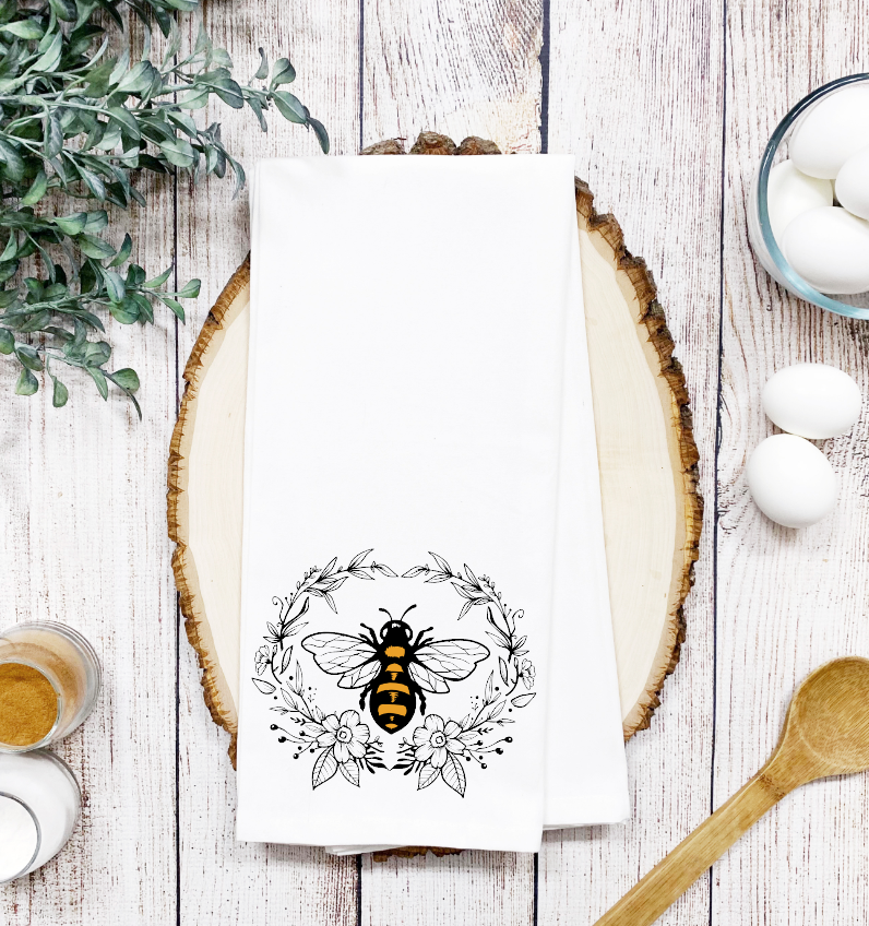 Prairie Chicken Sticker Shop & Gifts - Wholesale Tea Towel - Honey Bee Waffle Weave Dish Towel Tea Towel   1