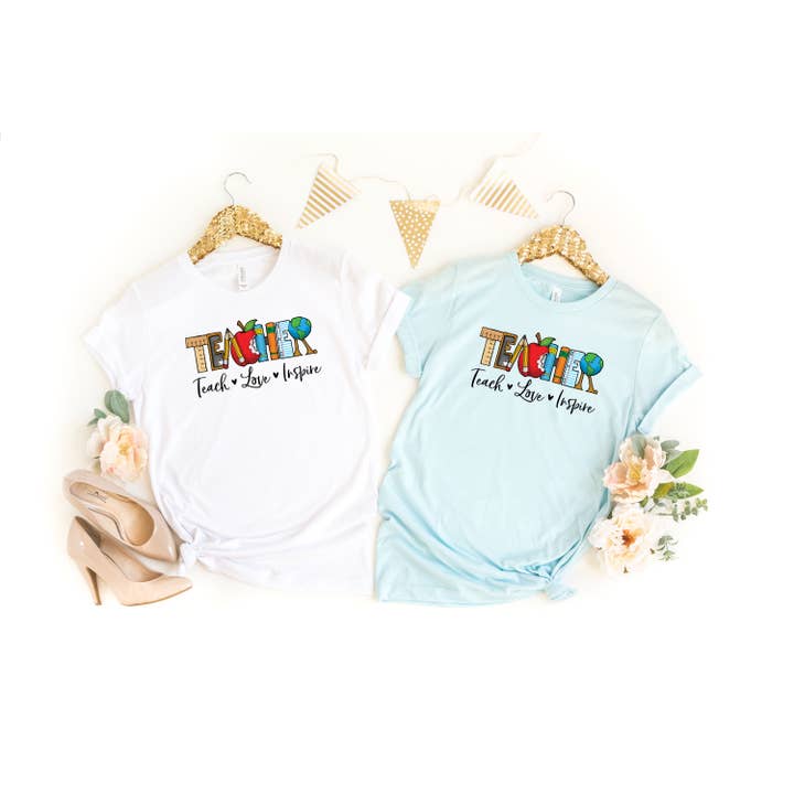 Inspirational Teacher Shirt, Teach Love Inspire Shirt for wholesale by Tee Story