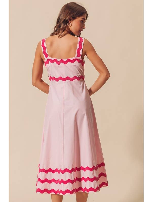 Vanilla Monkey - Wholesale Dress - Women's - Scallop Ric Rac Trim A Line Maxi Dress