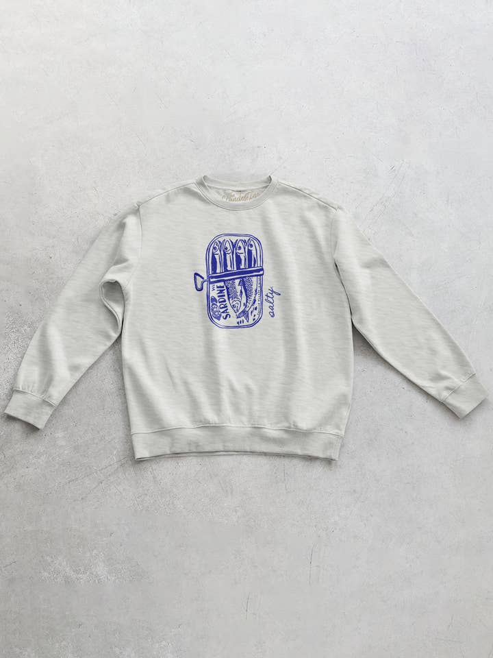 The Clandestine Underground - Wholesale Graphic Sweatshirt - Unisex - Salty Sardines, Oversized Sustainable Sweatshirt