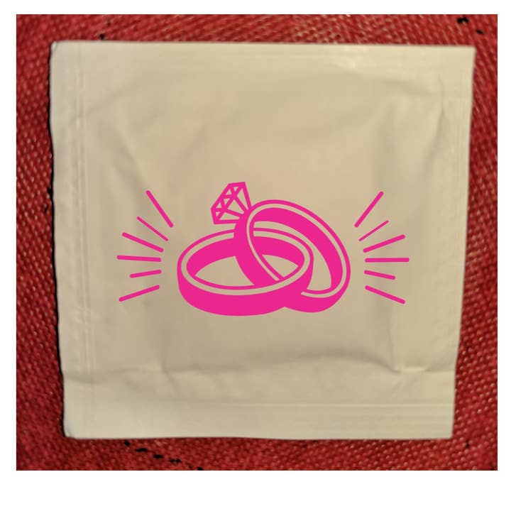 Party Bibs – wholesale Ansikts- och kroppsservetter – Vigselringar Torkdukar, lagerdesign, förpackning om 25