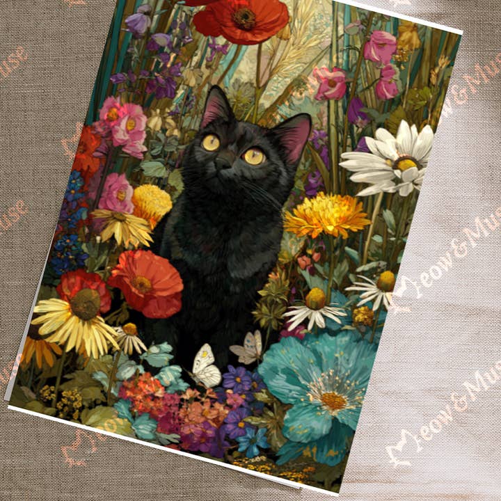 Meow & Muse - Wholesale Postcard - Postcard 'The Black Cat’s Garden'0