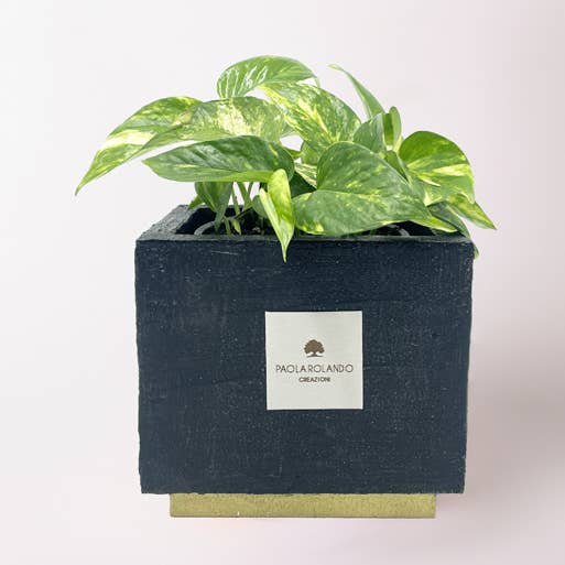 Vaso Bricks Small Gold/Black per la vendita all'ingrosso da parte di Paola Rolando Creazioni