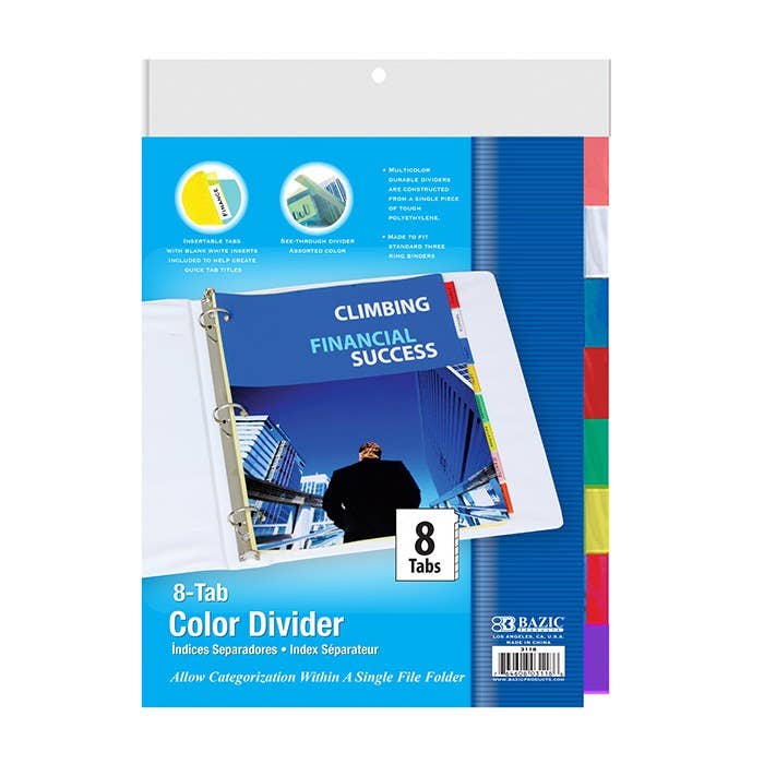 Luna Office Supply -  Everyday Essential - Wholesale Binder - 3 Ring Binder Dividers With Insertable Color Tabs1