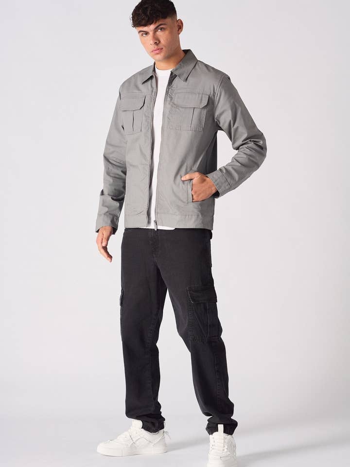 Greyforge Ripstop Cargo-Jacke - Grau für den Großhandel von JMOJO UK Limited