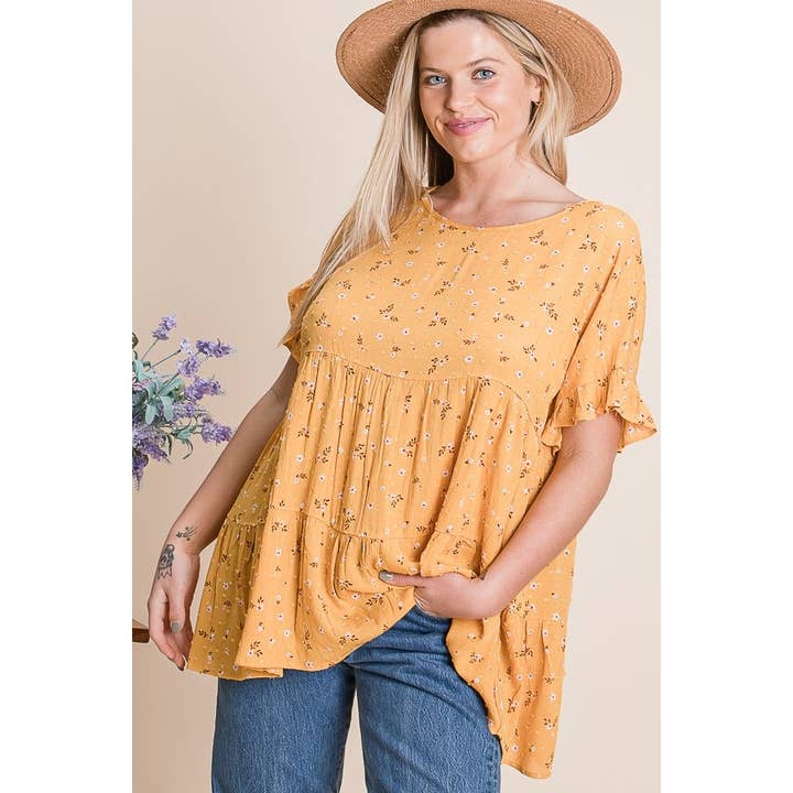 PLUS SIZE floral prints ruffle top for wholesale by Reborn J