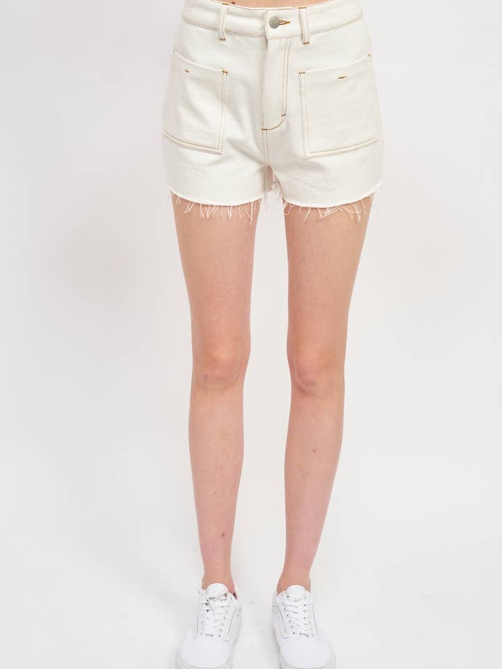 HIGH WAISTED DENIM SHOER WITH FRONT POCKETS for wholesale by Emory Park