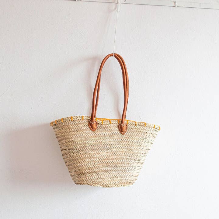 DarKech - Wholesale Beach Bag - French Market Basket with Leather | Beach Bag, Shopping Tote