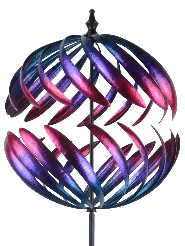 Metal Pink & Purple Sphere Kinetic Wind Spinner Stake for wholesale by Continental Art Center