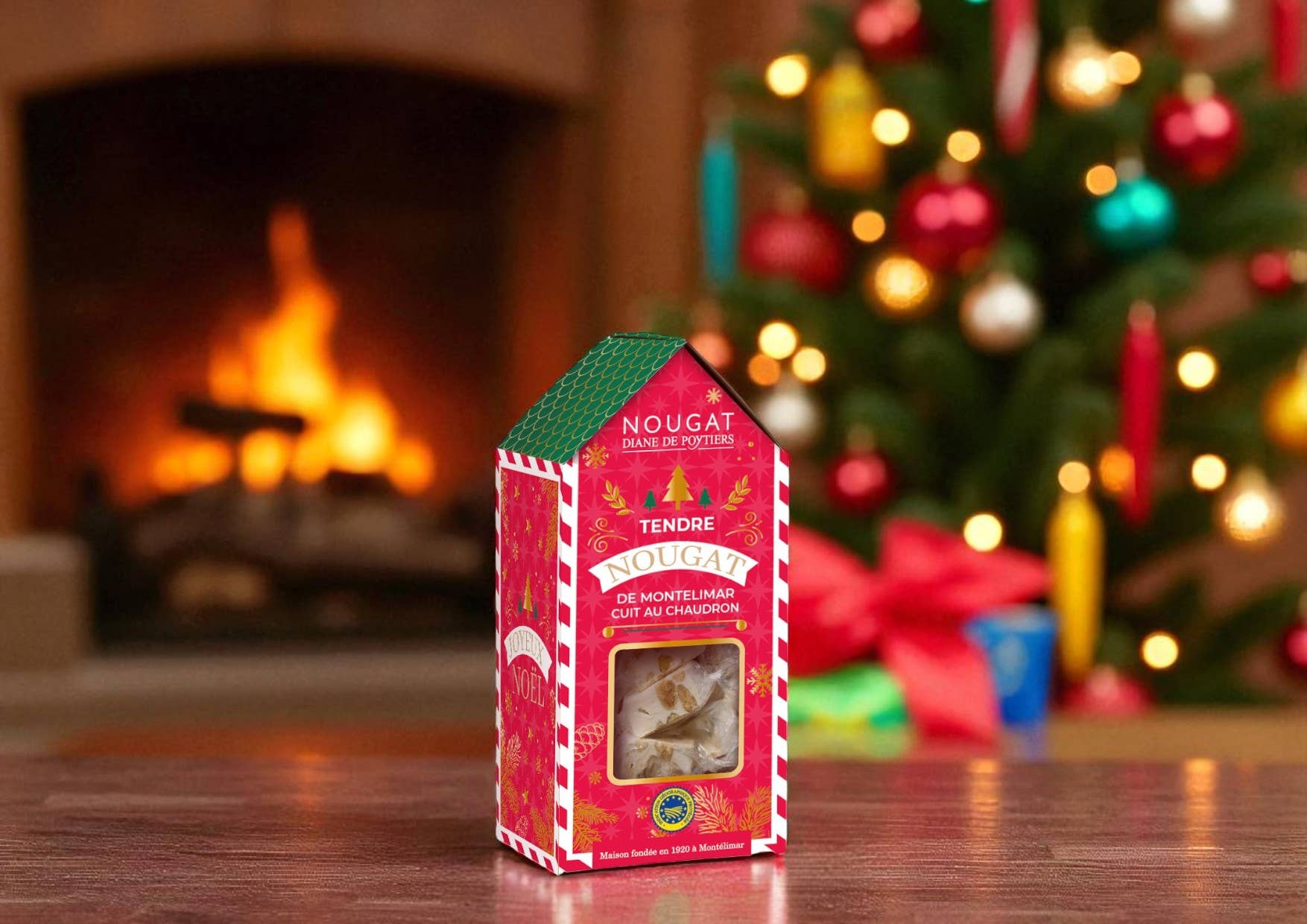 Nougat Diane De Poytiers - Wholesale Nougat - Montélimar IGP Soft Nougat Christmas Chalet - 120g