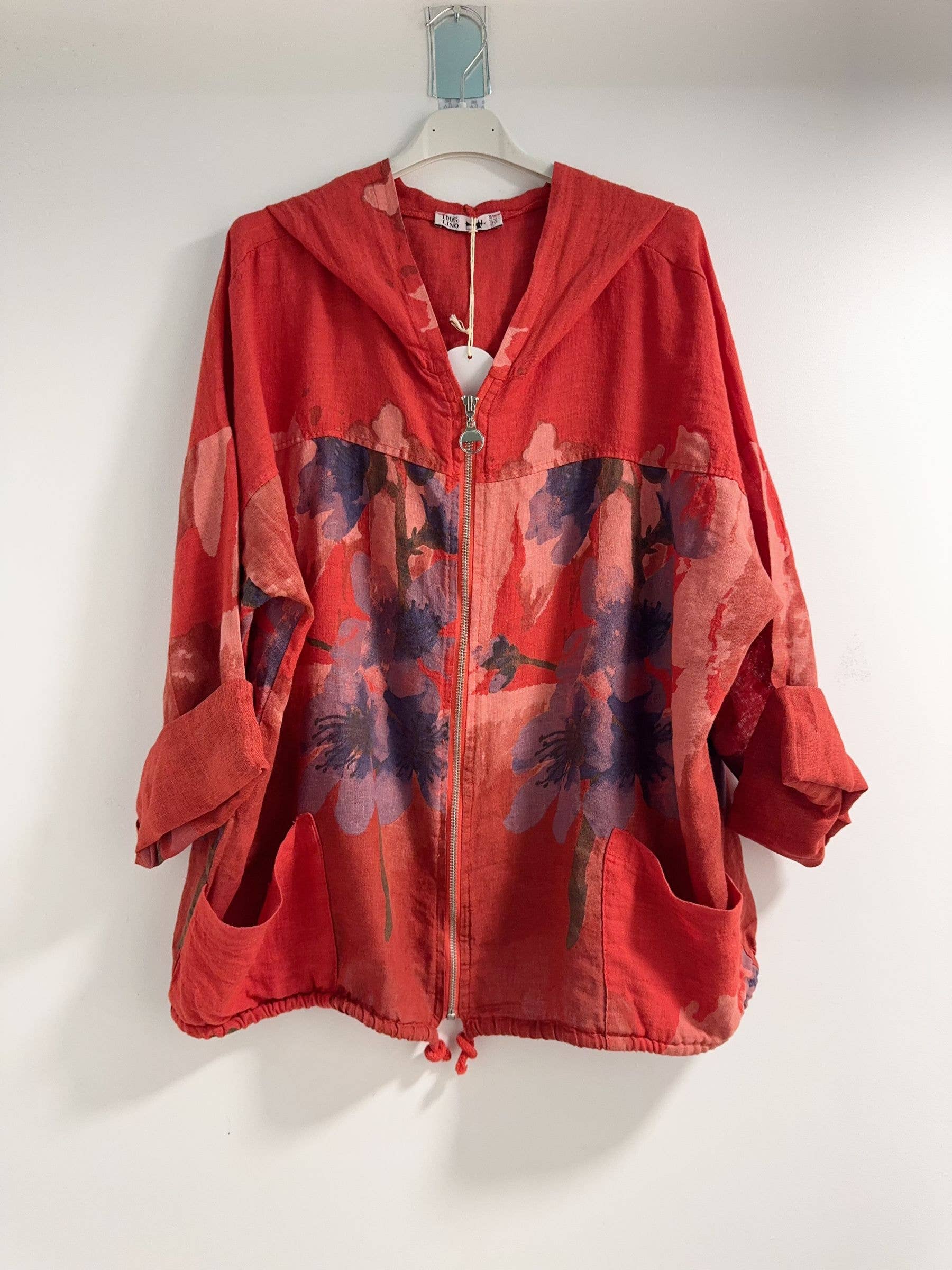 Happy look – wholesale Jacket – Women's – Zip-up jacket with hood in printed linen12