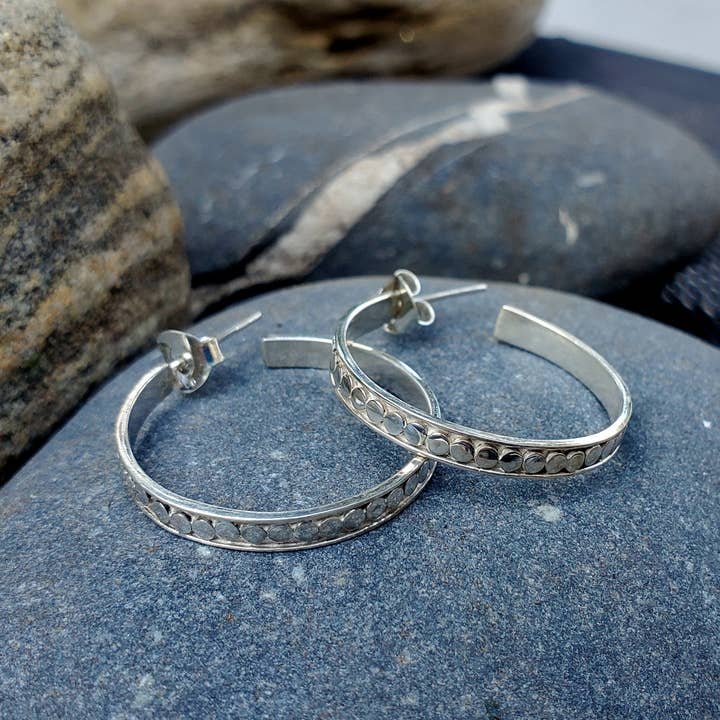 SITA - Wholesale Hoop Earrings - Sterling Silver Polka Dot Hoop1