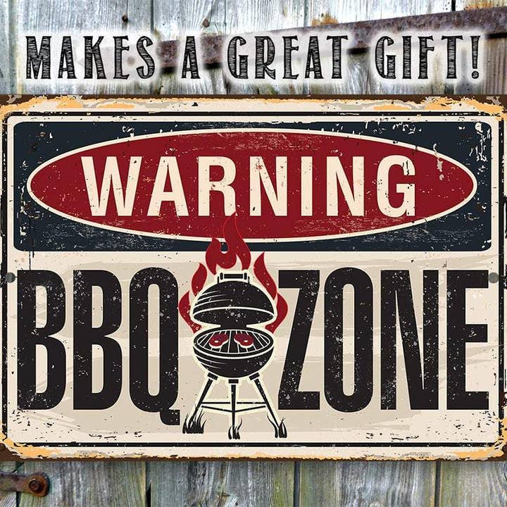 Lone Star Art Metal Signs - Wholesale Sign - BBQ Grilling Sign | Warning BBQ Zone5