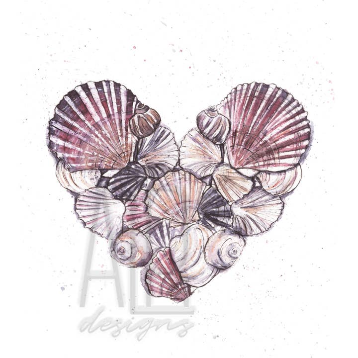 Impression artistique en forme de cœur en forme de cœur rose 8 x 10 ou 5 x 7 pour la vente par ALR Designs