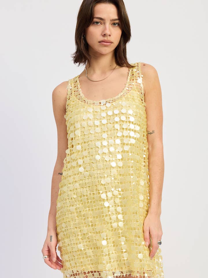 MINI MESH MOUWLOZE PAILLETTENJURK voor wholesale door Emory Park