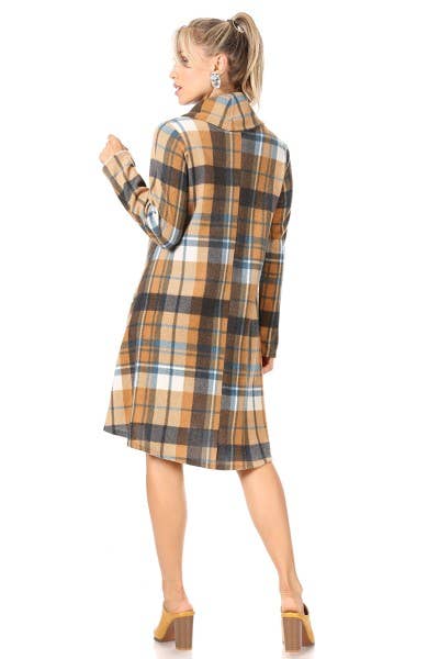 Chris & Carol Apparel - Wholesale Dress - Women's - X213150D - Cozy Cowl Neck Plaid Dress - Plus Size1