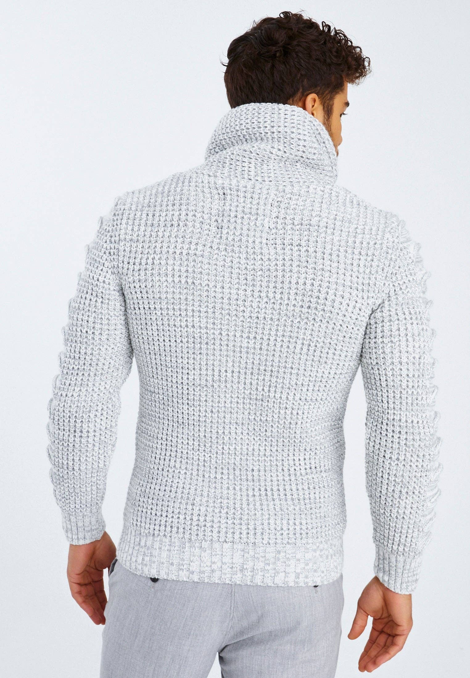 Leif Nelson GmbH - Wholesale Knit Sweater - Men's - Men's Knit Sweater Chunky Knit Shawl Collar LN-557542