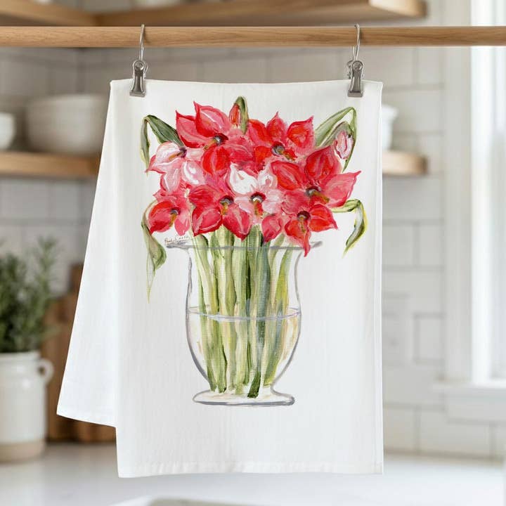 Amaryllis Kitchen Towel for wholesale by Pamela Cassidy Designs